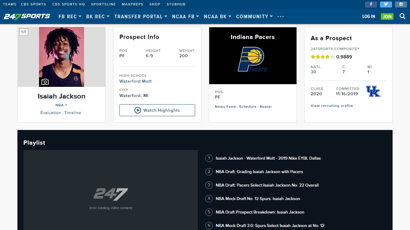 Isaiah Jackson, Indiana, Power Forward - 247Sports